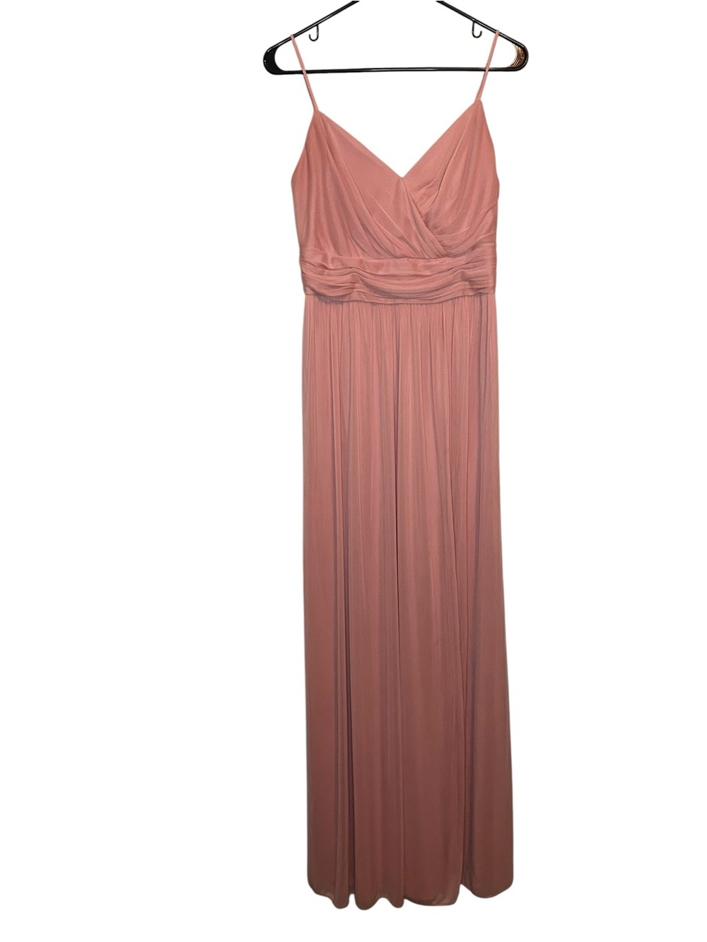 David’s Bridal Sleeveless Dusty Rose Maxi Dress with Draped Waist